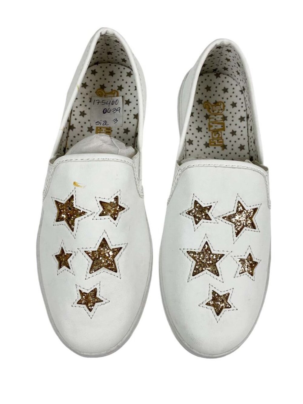 Brash Girls' Stardom Glitter White Slip-On Casual Sneakers Shoes Size 3
